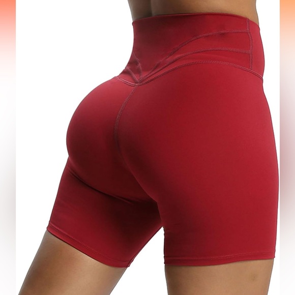 Aoxjox Trinity Workout Biker Shorts 6” • Small • Rumba Red - Picture 2 of 7